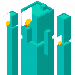 Teal blocks stacked